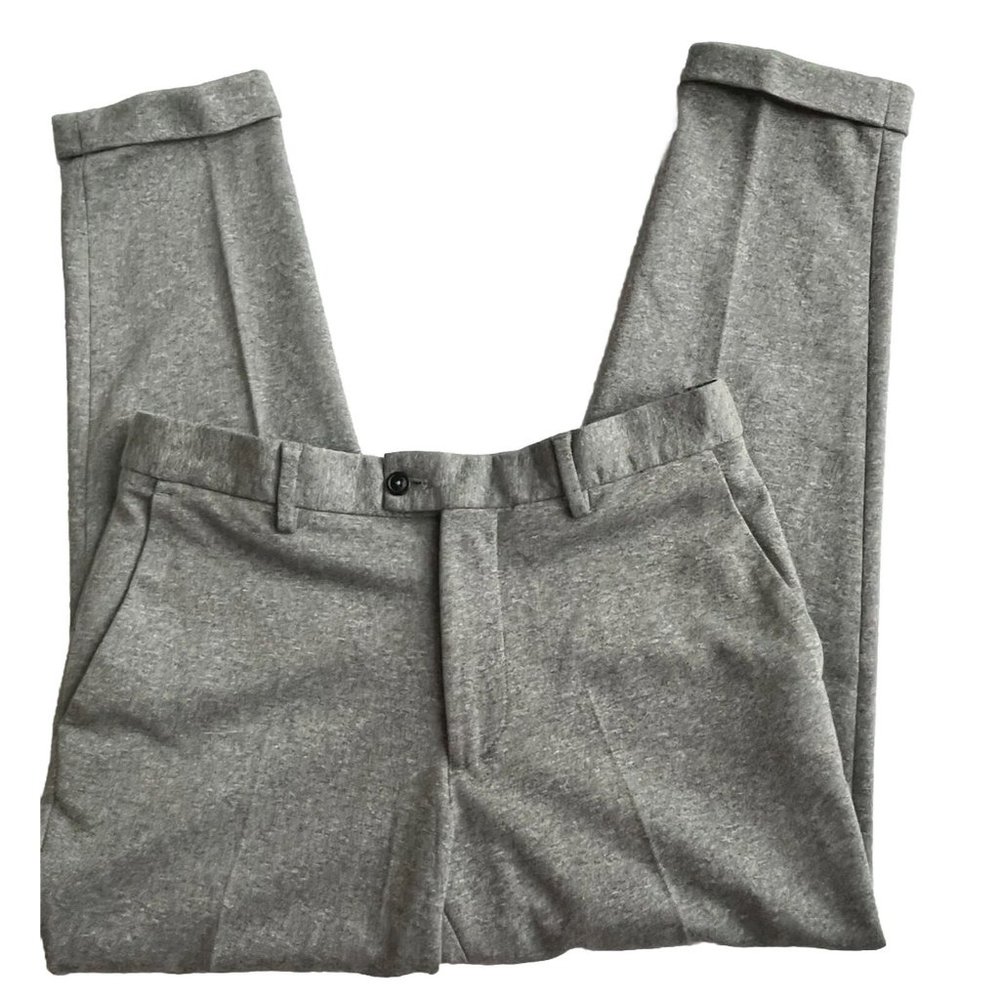 Zara Basic Pants Women 31 X‎ 27 Gray Flat Front Straight Slim Fit  Ankle